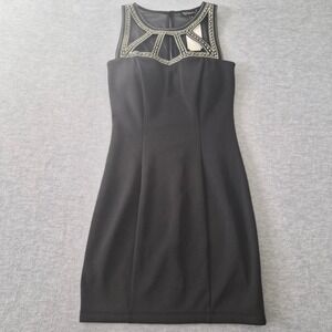 Xtraordinary Black Studded Illusion Mesh Mini Bodycon Dress Size 5 D65141DB8